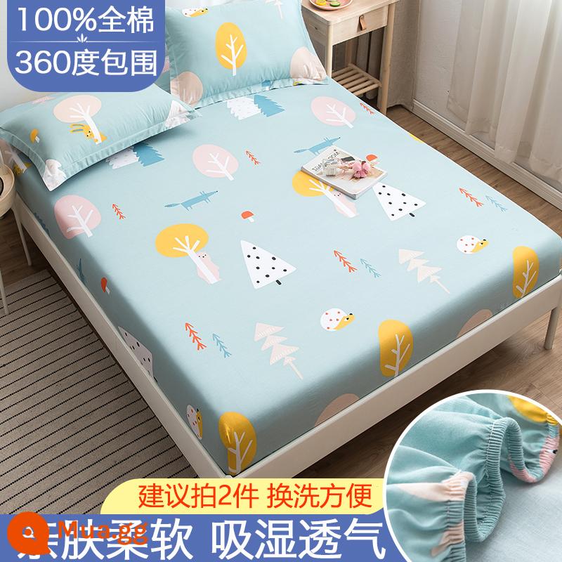 Túi vải cotton trải giường đơn mảnh vải phủ giường chống bụi dày Simmons vỏ bọc nệm bao gồm tất cả ga trải giường - Rừng thất lạc