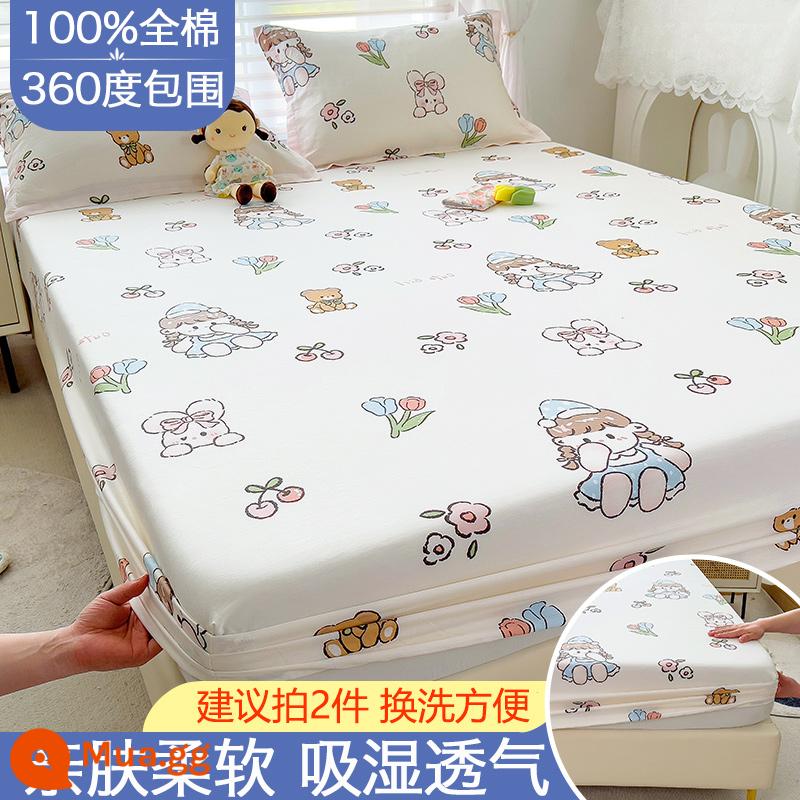 Túi vải cotton trải giường đơn mảnh vải phủ giường chống bụi dày Simmons vỏ bọc nệm bao gồm tất cả ga trải giường - công chúa anne