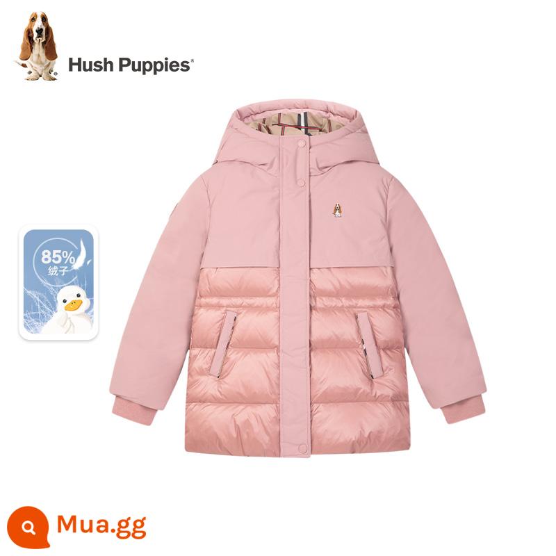 Hush Puppies Quần áo trẻ em Áo khoác bé gái 23 Quần áo mùa đông Mới dành cho trẻ em cỡ vừa và dài Áo khoác lông dày cho trẻ em - Hồng nhạt (kiểu A) CR546