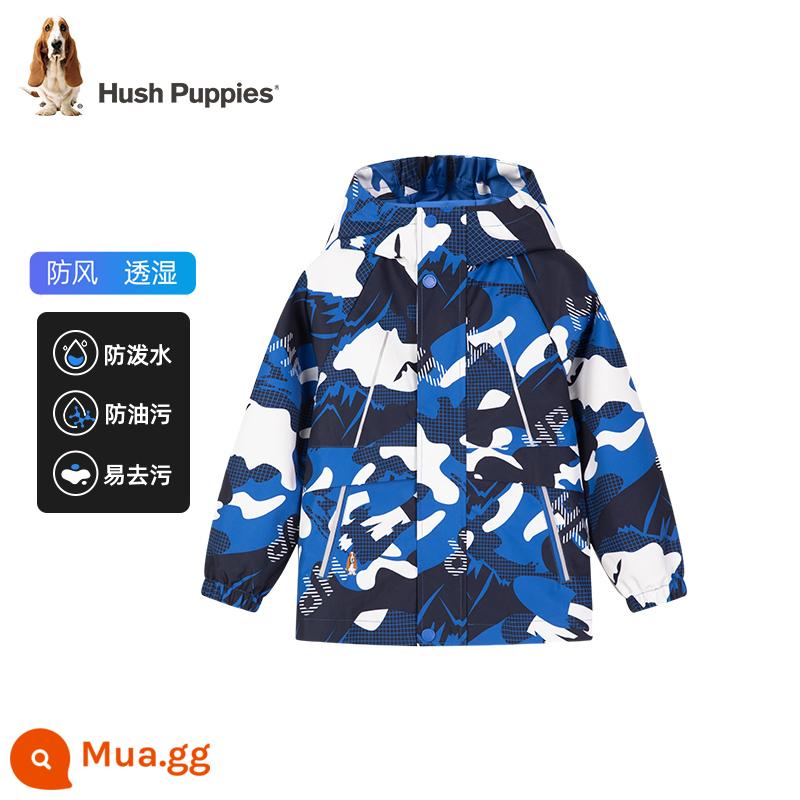 Hush Puppies quần áo trẻ em Áo khoác bé trai mùa thu đông mới lớn cho bé ba lớp áo khoác ấm áp trẻ em áo gió nhung - Xanh sapphire [không nhung] CC543