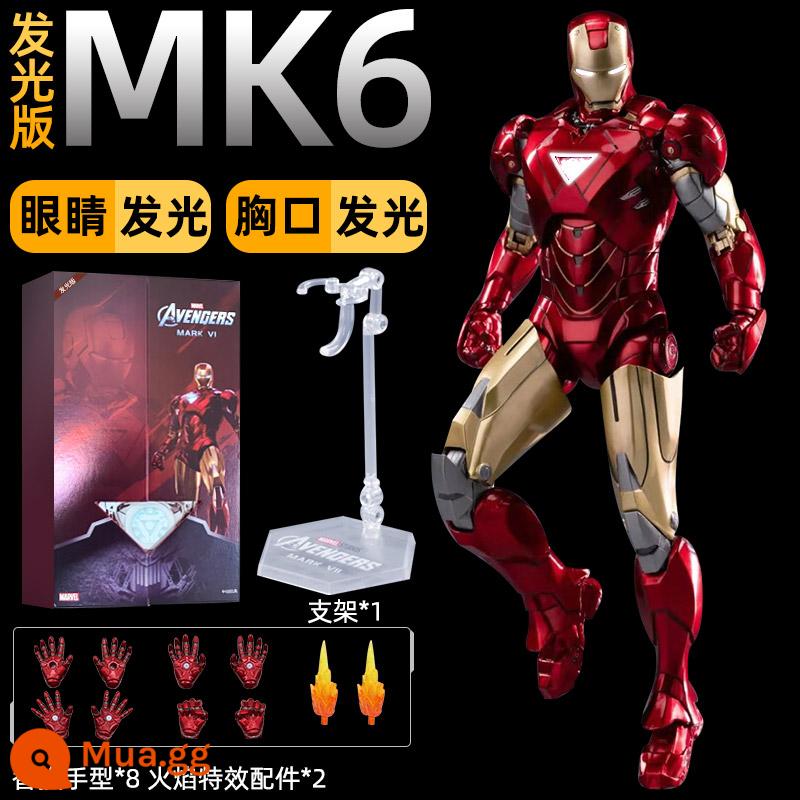 Zhongdong mk50 Iron Man đồ chơi mô hình Marvel Avengers 3 con rối cậu bé mô hình trang trí 7 Mark 85 - 〖Phiên bản phát sáng〗Iron Man MK6 (ngọn lửa*2+tay*8+đế+có thể sạc lại)