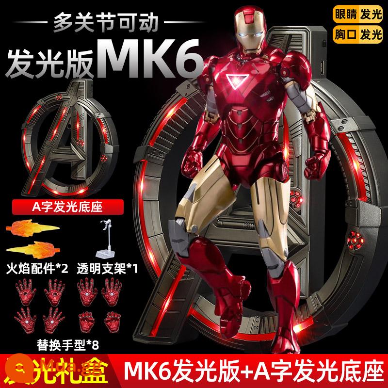 Zhongdong mk50 Iron Man đồ chơi mô hình Marvel Avengers 3 con rối cậu bé mô hình trang trí 7 Mark 85 - 〖Bộ hộp quà phát sáng〗MK6 Iron Man + Đế dạ quang hình chữ A