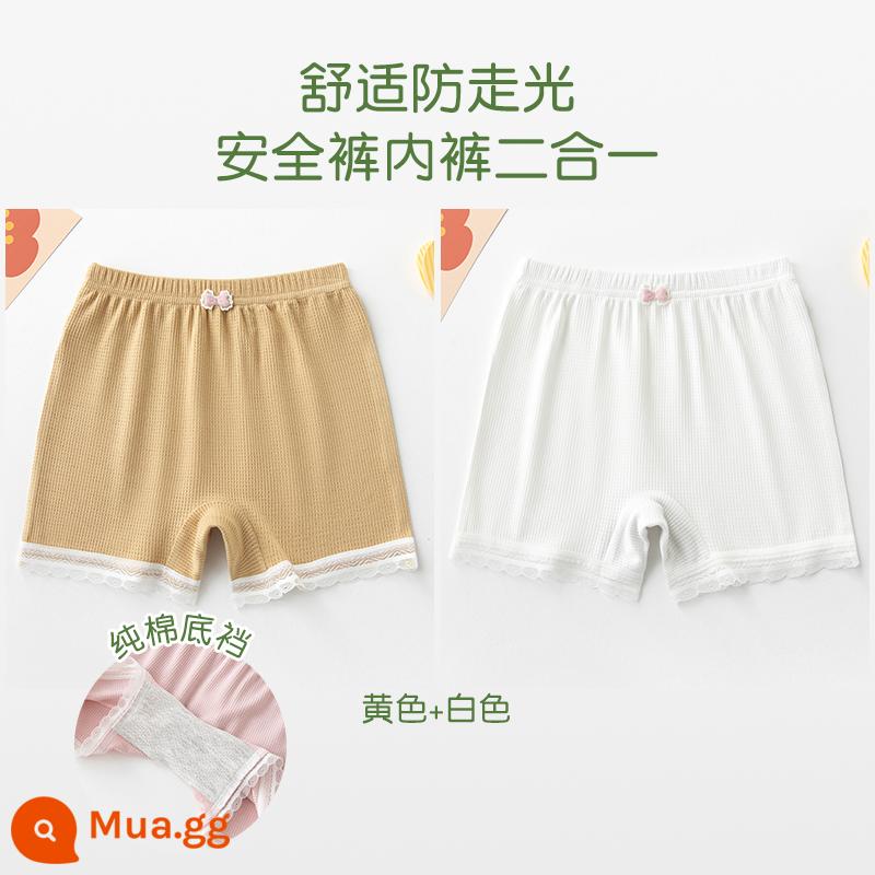 Quần trẻ em chống ánh sáng an toàn mùa hè bé gái boxer bảo hiểm quần lót bé gái mỏng phần quần đùi bé gái quần bên trong - Hai gói màu vàng + trắng [đáy quần đôi]