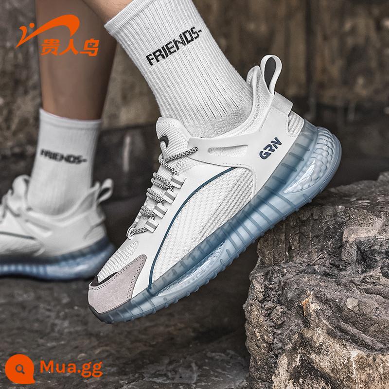 Chim Cao Quý Dừa Sneakers Bắp Rang Giày Nam Mùa Hè Lưới Thoáng Khí Chạy Bộ Chống Sốc Nam Giày Chạy Bộ Cũ - trắng/xanh denim