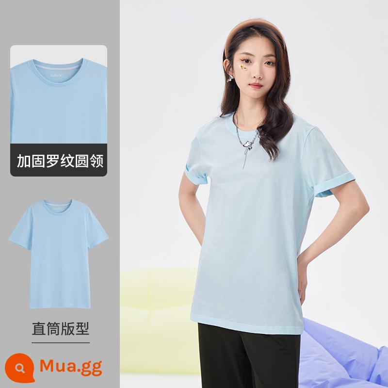 Áo thun ngắn tay Baleno dopamine mới nam dáng rộng unisex nguyên chất cotton trắng đáy áo sơ mi cặp đôi mặc áo thun nhỏ màu trắng - 37B cổ tròn đều-88902284