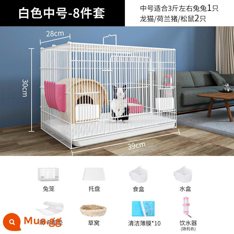 Thỏ Cage Nội thất Phòng trang trí dành riêng cho con cá heo Hà Lan lớn - Bộ 8 món cỡ vừa màu trắng