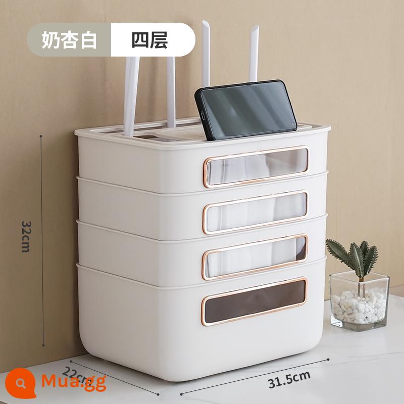 Bộ định tuyến wifi hộp lưu trữ TV hộp trên giá ổ cắm dây hoàn thiện hiện vật ánh sáng không dây mèo vị trí - Mai sữa trắng bốn lớp