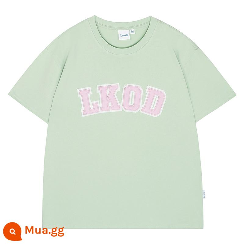 LK STORE LKOD 2023 Da Mới Nhãn Triều Thương Hiệu Cổ Tròn Quần Lót Cotton Nguyên Chất Tay Ngắn Áo Thun Mùa Hè - hồ xanh