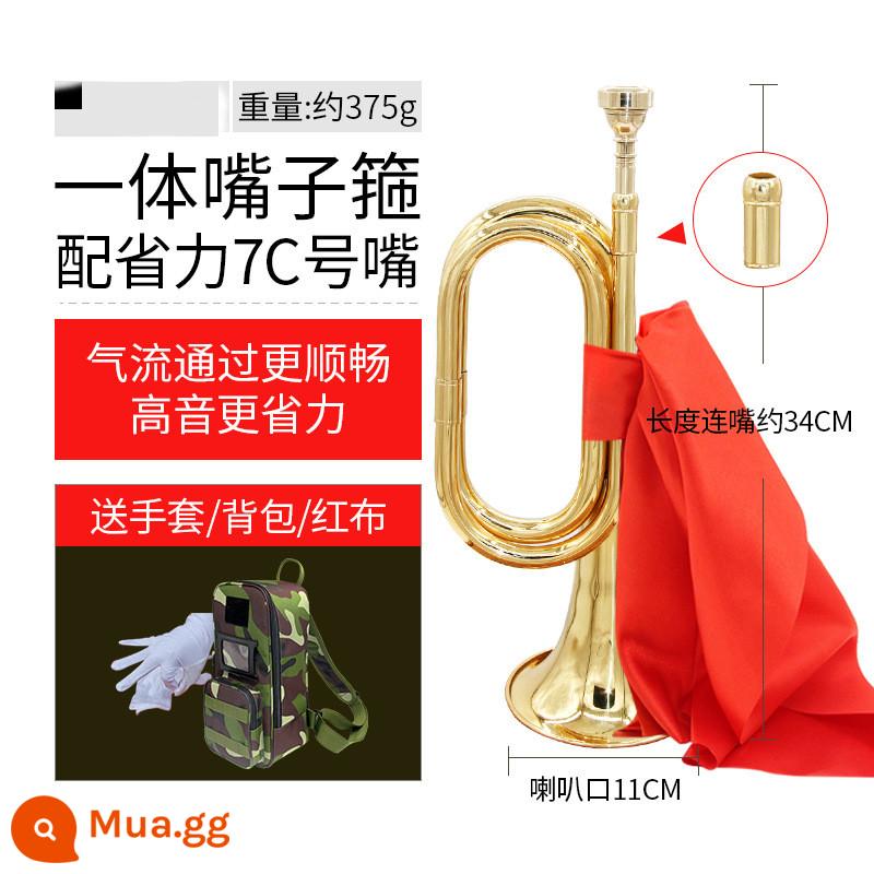 Chơi chuyên nghiệp bằng đồng thau bugle phí số cũ phân chia số nhạc cụ bằng đồng nguyên chất ban nhạc quân đội bước lớn sừng tiết kiệm nhân công C điều chỉnh - Số bước đi + ống ngậm 7C tiết kiệm sức lao động + vải đỏ + găng tay + ba lô