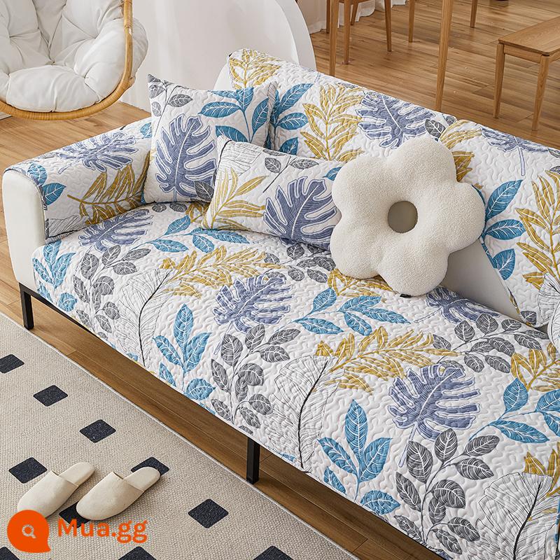 Đệm Sofa Cotton Giá Đặc Biệt Giải Phóng Mặt Bằng Bắc Âu Đơn Giản Bốn Mùa Đa Năng Vải Cotton Chống Trơn Trượt Tựa Lưng Khăn Mùa Đông Mục Vụ - Cành vàng và lá ngọc