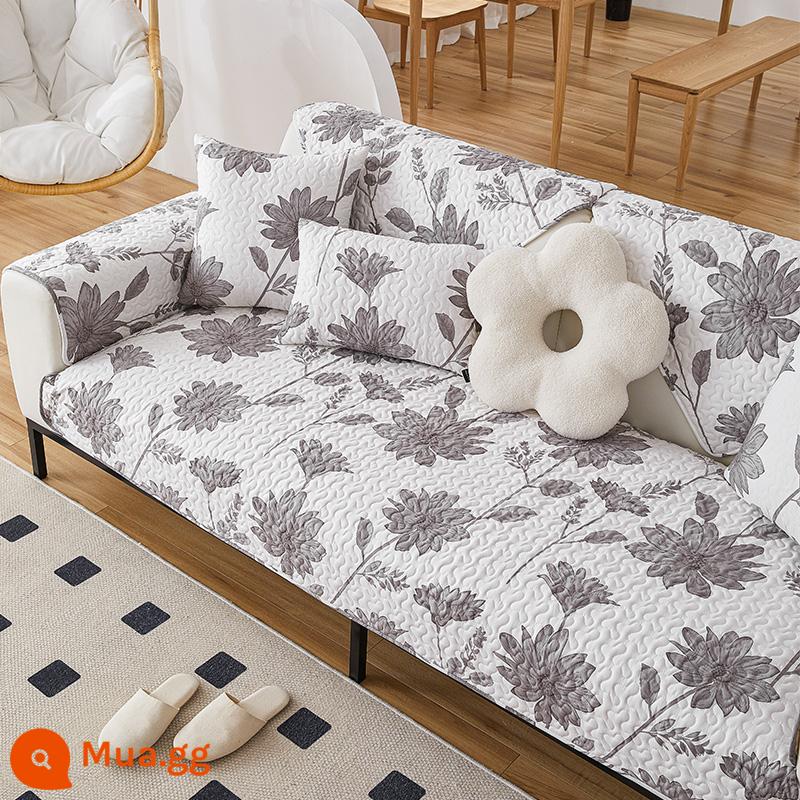 Đệm Sofa Cotton Giá Đặc Biệt Giải Phóng Mặt Bằng Bắc Âu Đơn Giản Bốn Mùa Đa Năng Vải Cotton Chống Trơn Trượt Tựa Lưng Khăn Mùa Đông Mục Vụ - hoa huệ