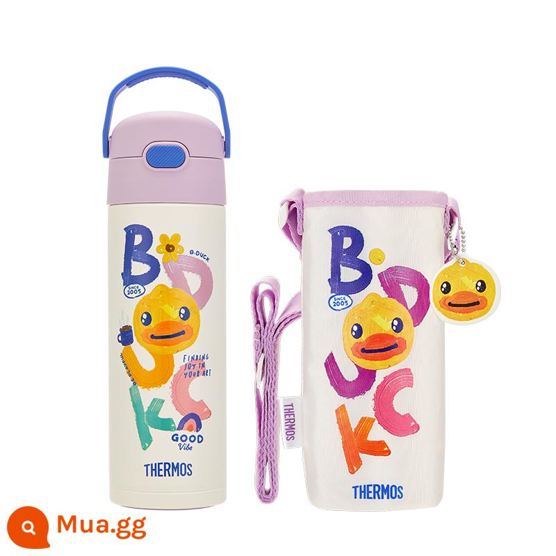 Bình giữ nhiệt hàng đầu của cửa hàng trẻ em sippy cup cốc nước cách nhiệt dành cho trường học cốc uống nước trực tiếp di động đặc biệt Kuromi - B.Duck đồng thương hiệu màu tím (500ml) có nắp cốc [cốc uống thẳng]