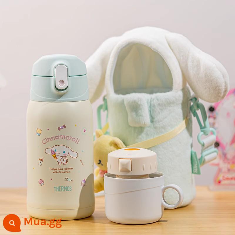 [Cửa hàng hàng đầu] Cốc cách nhiệt hai lớp Thermos trẻ em cốc ống hút cho bé cốc tập uống cốc nước dung tích lớn di động - Tên chó tai to (màu be)