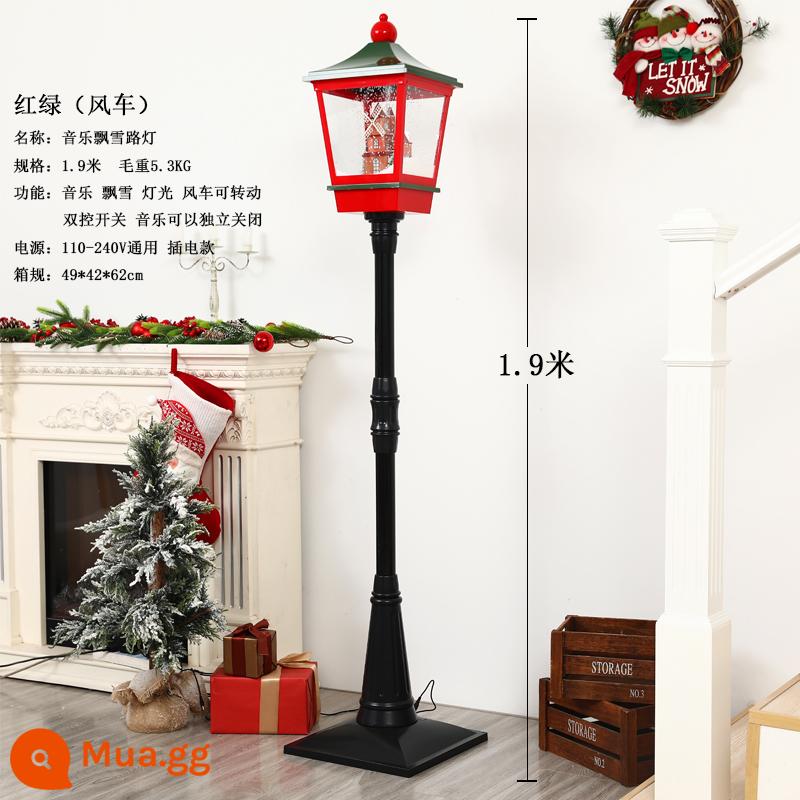 Trang trí Giáng sinh Nhạc điện nổi Đèn đường tuyết dưới Snow Lantern Mua sắm trung tâm mua sắm sảnh - Cối xay gió xanh đỏ 1,9m