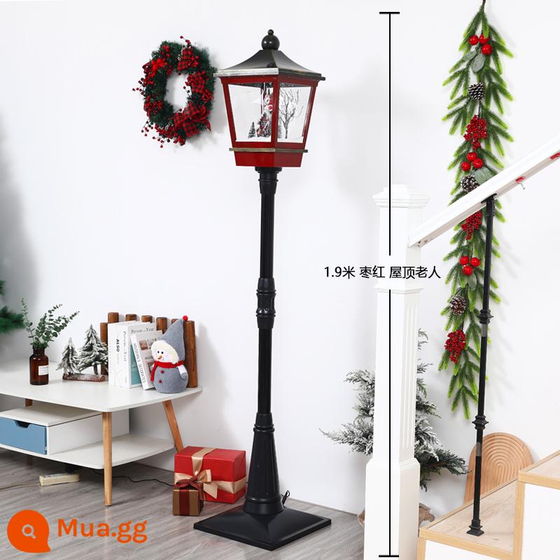 Trang trí Giáng sinh Nhạc điện nổi Đèn đường tuyết dưới Snow Lantern Mua sắm trung tâm mua sắm sảnh - Ông già đỏ cao 1,9 mét trên mái nhà