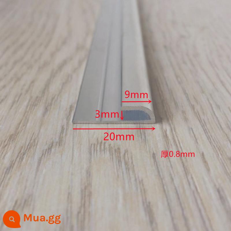 Tổng chiều rộng 20mm Uốn 9mm Độ dày 1.0 Hợp kim nhôm Viền Dải Thảm Viền Dải Chăn Lớp Cạnh Cạnh Bán chạy - Màu nhôm, giá mỗi mét