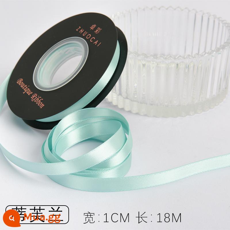 Zhuocai 1 cm hai mặt sợi polyester ruy băng bó hộp quà tặng bao bì nướng phụ kiện tóc bện tóc buộc tóc nơ - Tiffany