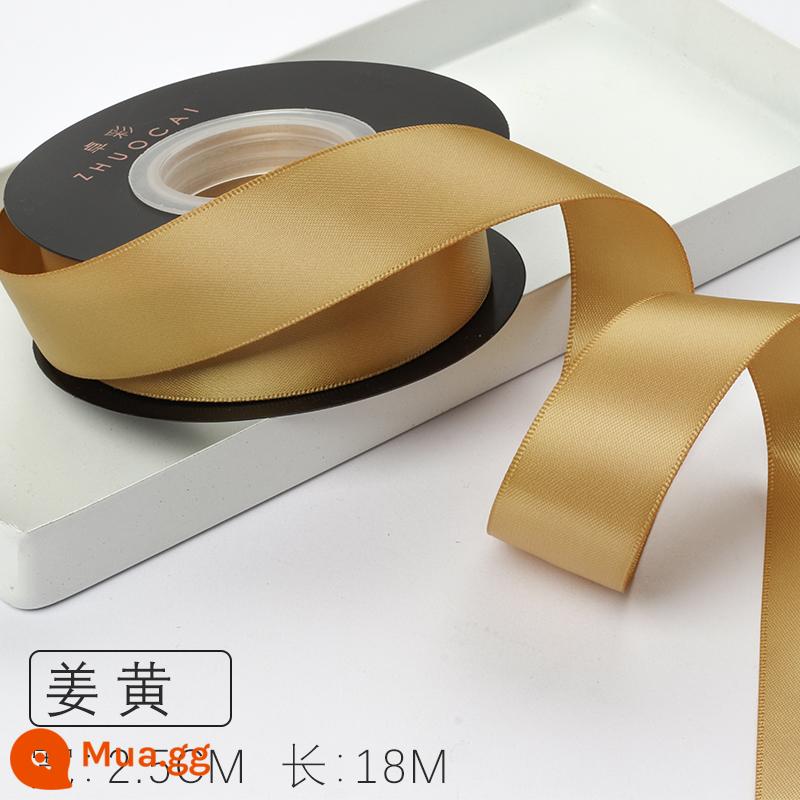 Zhuocai 2.5Cm 2 Mặt Sợi Polyester Với Phụ Kiện Tóc Hộp Quà Tặng Ruy Băng Chất Liệu Đóng Gói Bánh Ruy Băng Hoa Ruy Băng - gừng