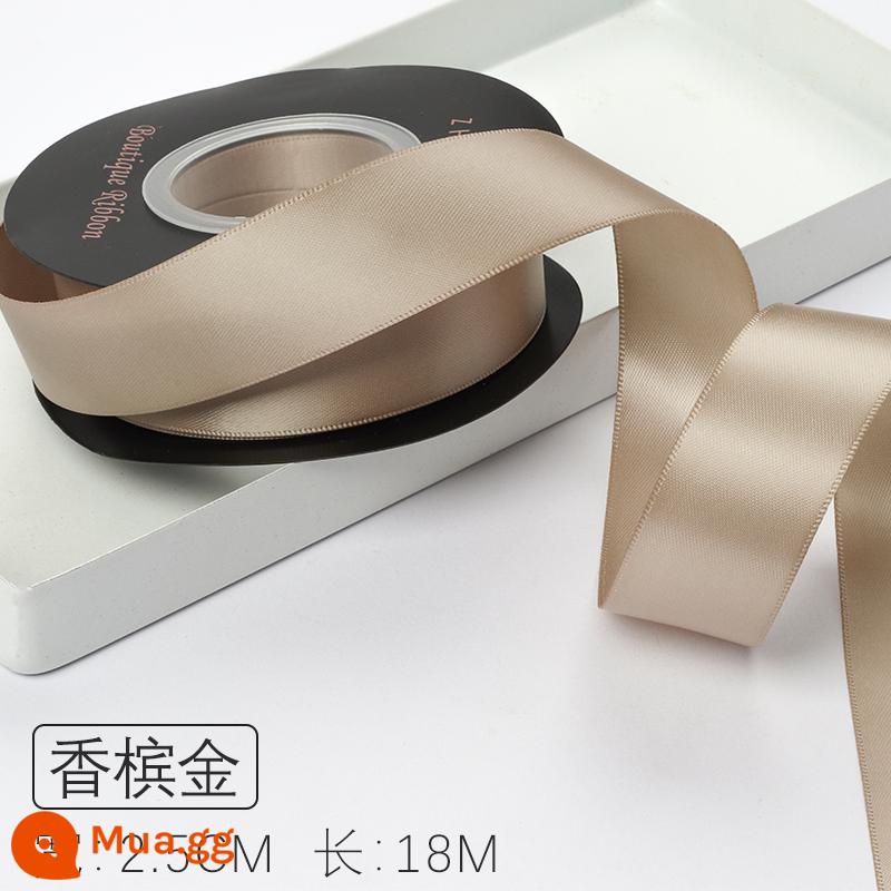 Zhuocai 2.5Cm 2 Mặt Sợi Polyester Với Phụ Kiện Tóc Hộp Quà Tặng Ruy Băng Chất Liệu Đóng Gói Bánh Ruy Băng Hoa Ruy Băng - Rượu sâm banh