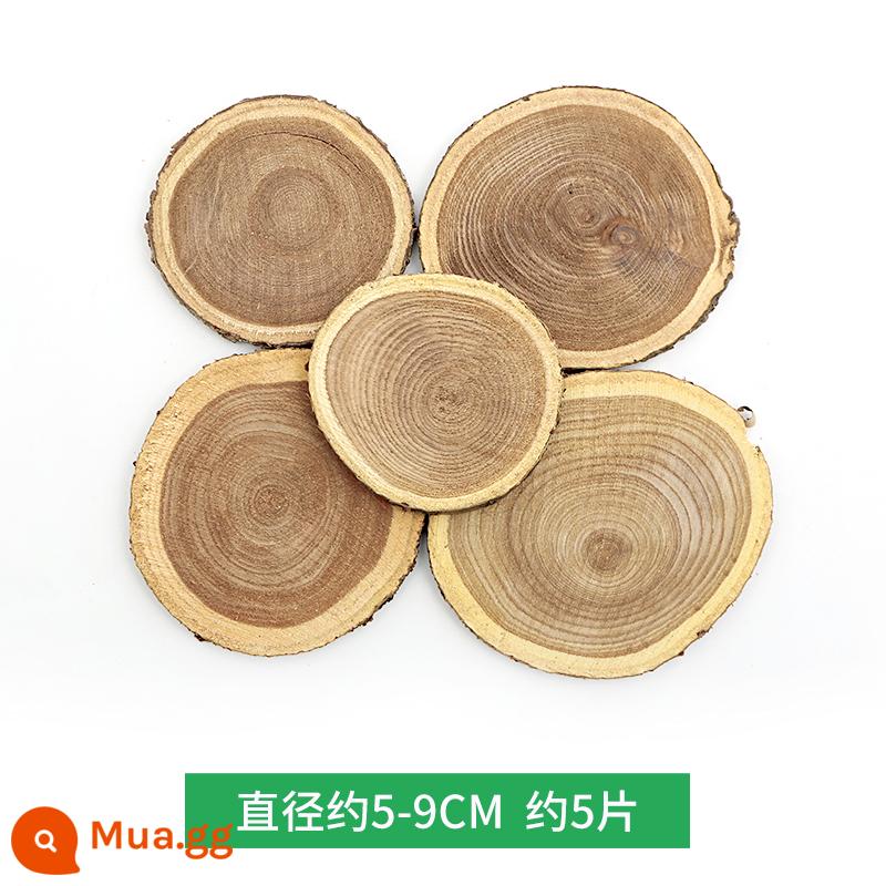 Nhánh thân trang trí lớp mẫu giáo chất liệu tạo vòng nón thông chết tự nhiên nhánh bó hoa DIY handmade sáng tạo tranh khúc gỗ - dăm gỗ tròn màu vàng nghệ 5-9cm 5 miếng