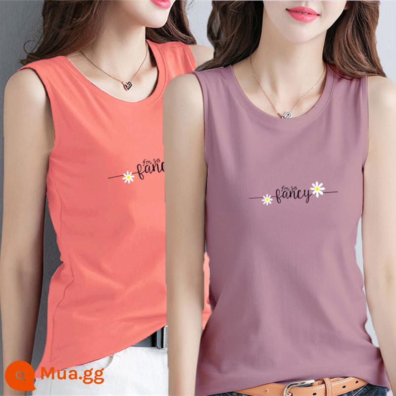 100% cotton áo khoác mùa hè của phụ nữ áo khoác ngoài kích thước lớn rời che bụng màu trắng treo phù hợp với áo không tay thích hợp - Cúc tím + cúc cam