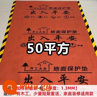 Trang trí mặt đất màng bảo vệ trang trí nhà cửa dày chống ẩm sàn gạch gạch sàn gỗ đệm bảo vệ hộ gia đình dùng một lần mùn - 50 mét vuông dày màu đỏ 1,3MM không có băng và kéo