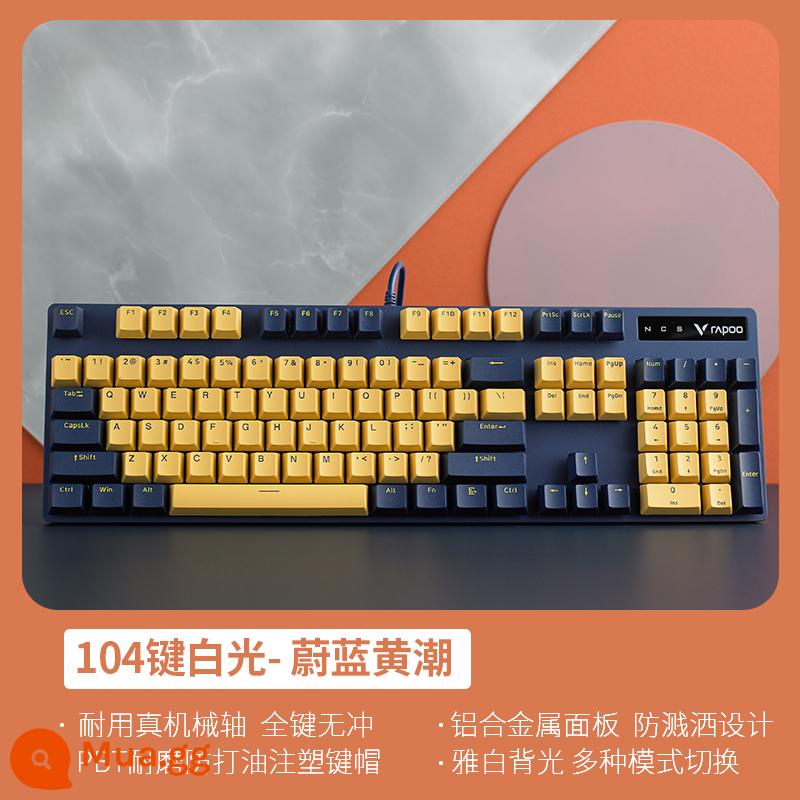 Rapoo V500PRO Bàn Phím Cơ Đen Trà Xanh Đỏ Trục Game Chơi Game Máy Tính Xách Tay Văn Phòng Chuyên Dụng - [Phím kép Pin-104 màu vàng và xanh lam] Phím đầy đủ Không ghi đè★ Ánh sáng trắng