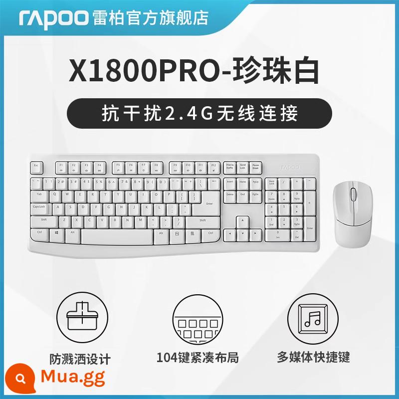 Rapoo X1800S Bộ Bàn Phím Chuột Không Dây Tắt Tiếng Silent Typing Đặc Biệt Notebook Máy Tính Văn Phòng - [X1800PRO-Pearl White] Kết nối không dây 2.4G chống nhiễu