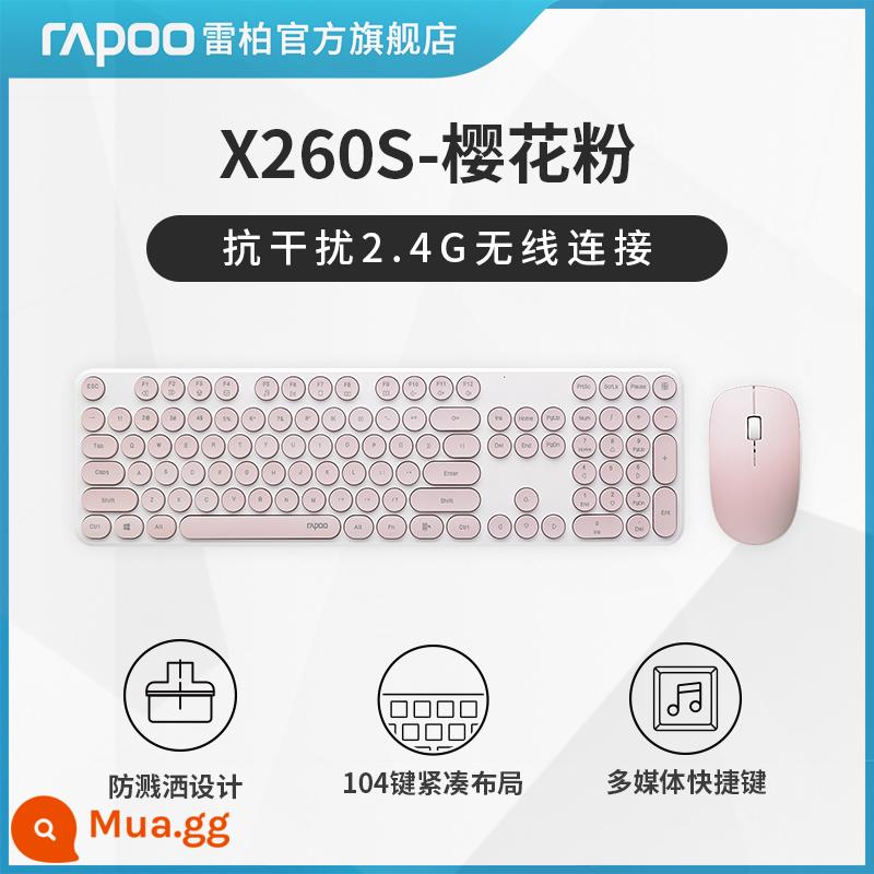 Rapoo X1800S Bộ Bàn Phím Chuột Không Dây Tắt Tiếng Silent Typing Đặc Biệt Notebook Máy Tính Văn Phòng - [X260S Sakura Pink] Kết nối không dây 2.4G chống nhiễu