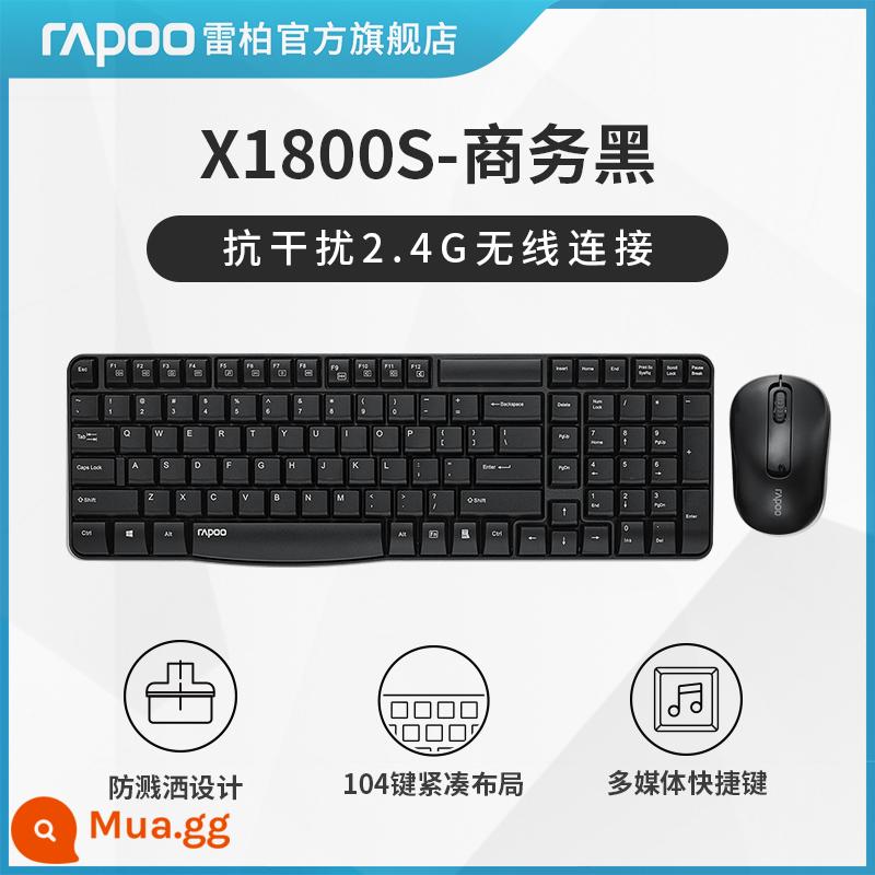 Rapoo X1800S Bộ Bàn Phím Chuột Không Dây Tắt Tiếng Silent Typing Đặc Biệt Notebook Máy Tính Văn Phòng - [X1800S-Business Black] Kết nối không dây 2.4G chống nhiễu