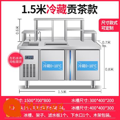 Quán trà sữa trọn bộ thiết bị bàn nước quầy bar bàn thao tác quán trà sữa thương mại tủ lạnh cấp đông bàn làm việc tủ lạnh nước 2 nhiệt độ - Model tủ lạnh 1,5m