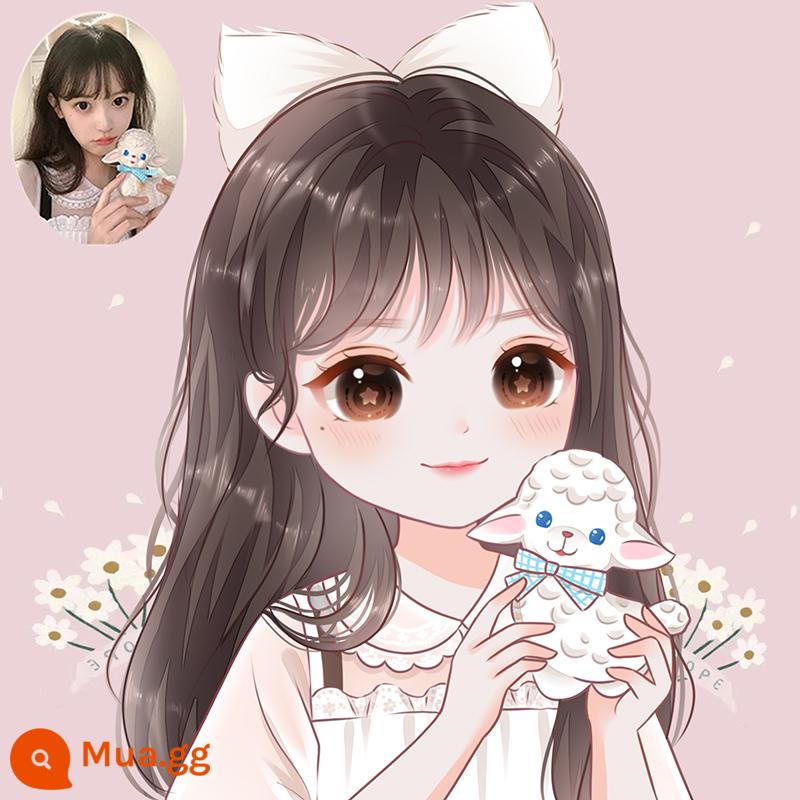 Tay hình avatar tùy chỉnh của phi hành đoàn ban đầu của Arter Arter của WeChat Avatar Vẽ tranh Avatar Cặp đôi thiết kế phim hoạt hình - Phiên bản Q phong cách Sakura