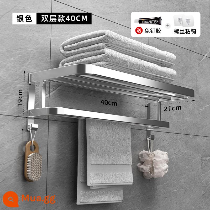 Kệ nhà tắm giá rẻ đấm phòng tắm tắm toilet vệ sinh bàn rửa treo tường kệ đựng đồ treo tường - [Ưu đãi đặc biệt có giới hạn] Giá treo khăn tắm nhỏ màu bạc