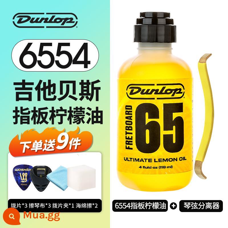 Dunlop Bộ chăm sóc và bảo dưỡng đàn guitar Dunlop Bộ bảo vệ dây đàn Dầu chống gỉ dầu lau phím đàn Tinh dầu chanh - 6554 Tinh dầu chanh + dây tách Kotostring