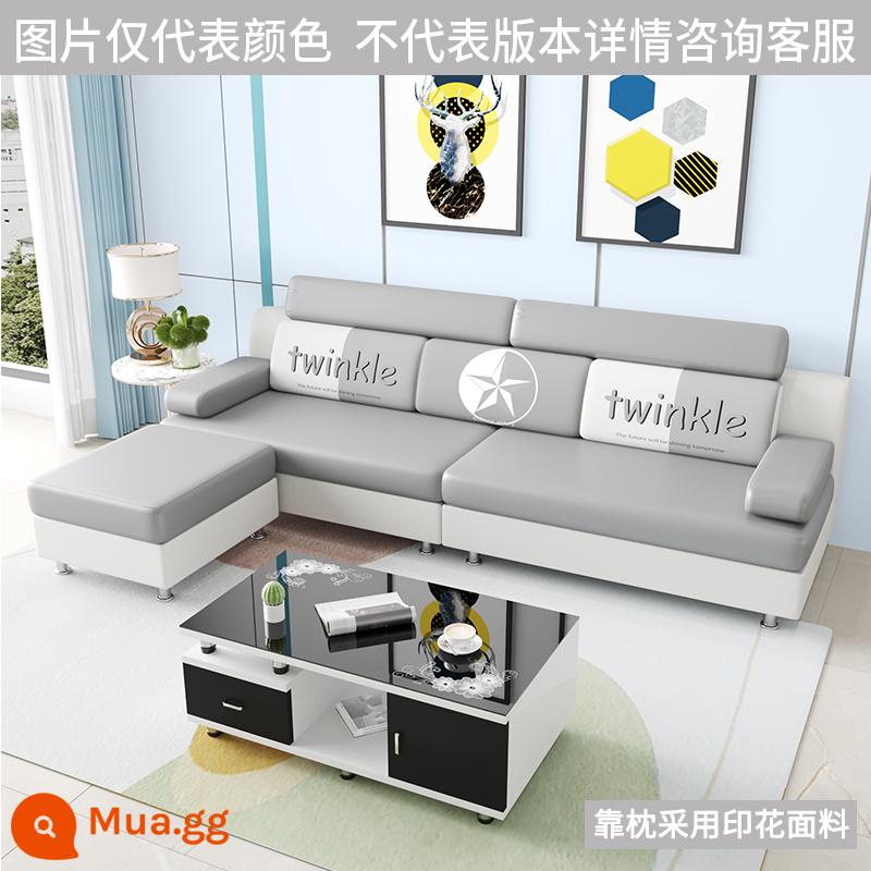 Sofa vải chung cư nhỏ phòng khách đơn giản hiện đại công nghệ tháo giặt giặt vải ba người bốn người năm người 2022 màu đỏ lưới mới - Vải kỹ thuật không giặt màu trắng nhạt + xám nhạt