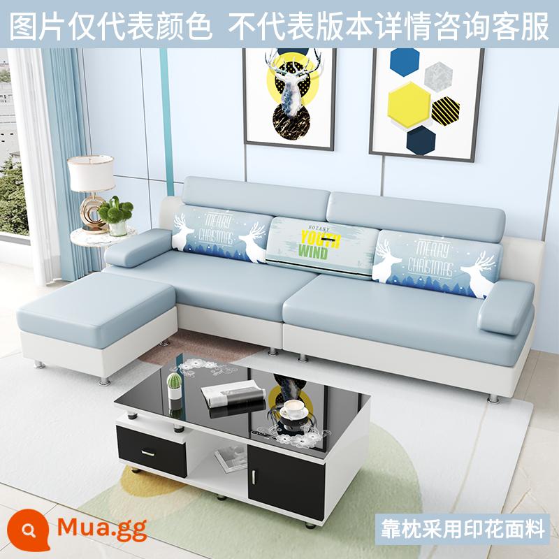 Sofa vải chung cư nhỏ phòng khách đơn giản hiện đại công nghệ tháo giặt giặt vải ba người bốn người năm người 2022 màu đỏ lưới mới - Vải kỹ thuật không giặt màu trắng nhạt + xanh nhạt