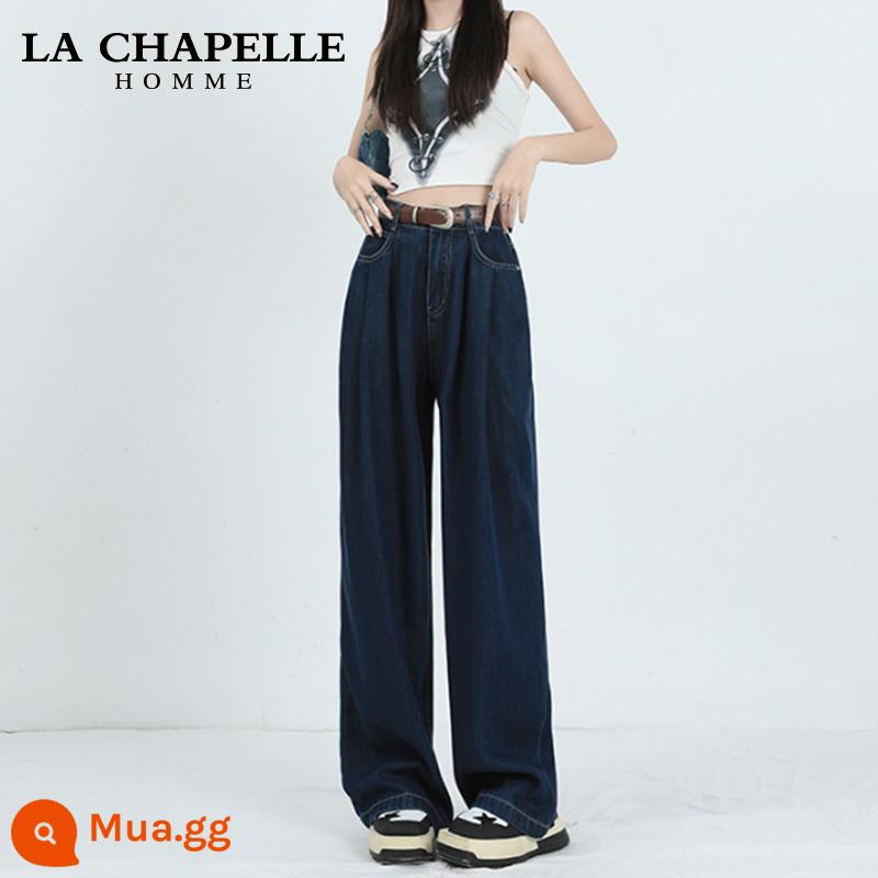 La Chapelle Hẹp Quần Jean Ống Rộng Nữ Mùa Xuân 2024 Mới Phong Cách Hot Cao Cấp Rời Thẳng Tầng-lau Quần - Chín điểm màu xanh xám [chiều cao khuyến nghị dưới 157cm]