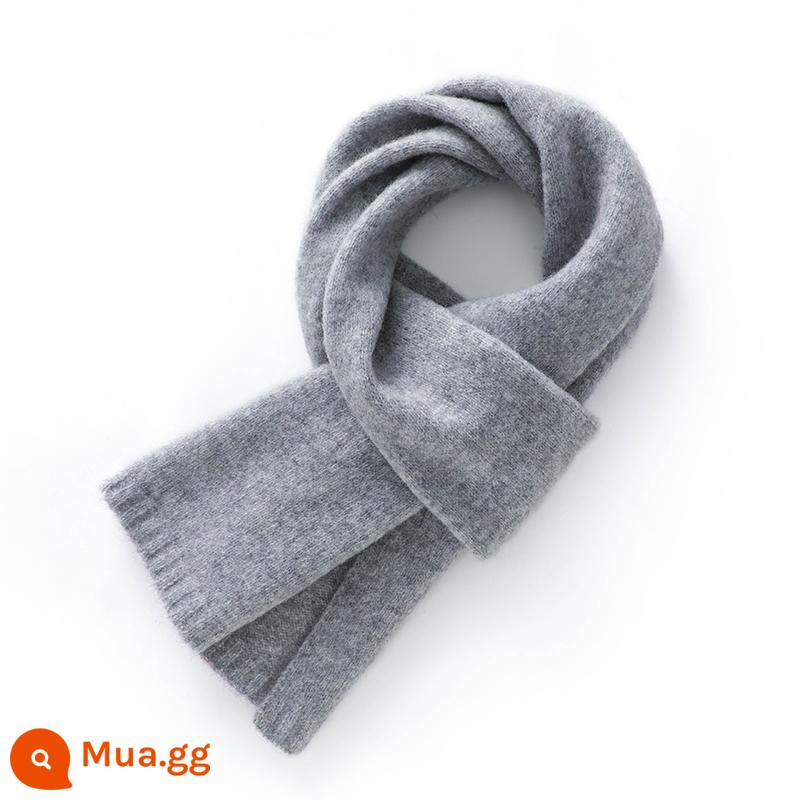 Khăn quàng cổ nhỏ 100% cashmere của Ordos dành cho nam và nữ, khăn quàng cổ và khăn quàng cổ mùa đông dành cho các cặp đôi, hộp quà len ngắn - Màu xám nông