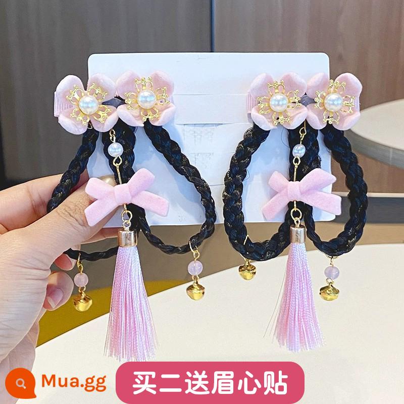 Năm mới Bé gái Phong cách cổ xưa Phụ kiện tóc Năm mới Đỏ Hanfu Mũ Trẻ em Trẻ sơ sinh Kẹp tóc Đầu năm mới Hoa - 074 Đôi Phấn Hoa [Mua 2 Tặng Miếng Dán Lông Mày]