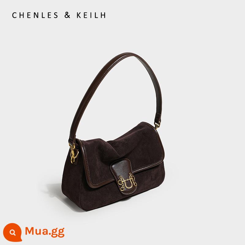 CHENLES&KEILH niche thiết kế túi sát nách cao cấp 2022 túi messenger đeo vai thời trang mới túi nữ - Bộ hộp quà miễn phí màu nâu