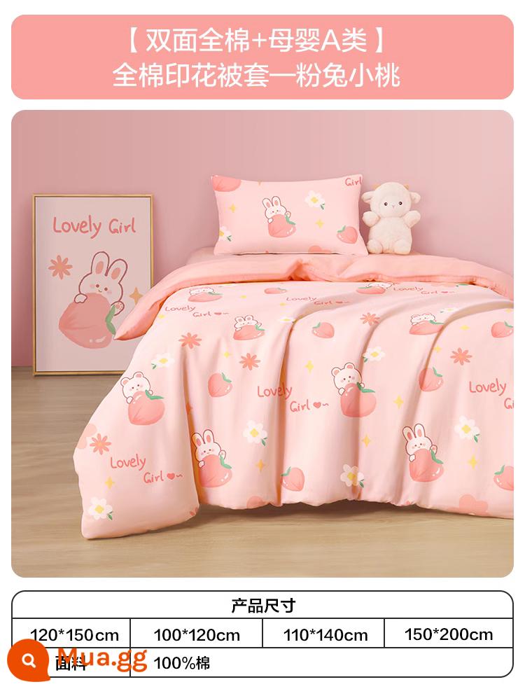 Bé Vỏ Chăn Cotton Nguyên Chất Loại Một Cũi Vỏ Chăn Trẻ Em Vỏ Chăn Cotton Đơn 120X150Cm mẫu Giáo Hoạt Hình - [Cotton 2 mặt + Loại A mẹ và bé] Vỏ chăn bông in hình - Thỏ Hồng Xiaotao