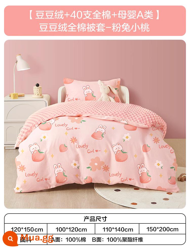 Bé Vỏ Chăn Cotton Nguyên Chất Loại Một Cũi Vỏ Chăn Trẻ Em Vỏ Chăn Cotton Đơn 120X150Cm mẫu Giáo Hoạt Hình - [Doudou Velvet + 40 Count Cotton + Bà mẹ và Trẻ sơ sinh Loại A] Vỏ chăn bông nhung Doudou—Thỏ hồng Xiaotao