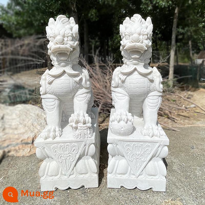 Đá khắc Kirin Một cặp Hanbai Jade Unicorn Auspicy Beasts, Green Stone, Sunset Red Animal Stor - Móng rồng bằng đá cẩm thạch trắng cao 1,5 mét, dài 80 cm và rộng 47 cm.