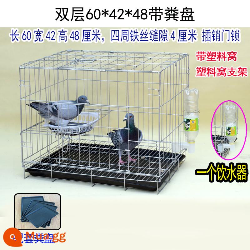 Pigeon lồng lồng sinh sản chim bồ câu cặp lồng giải phóng mặt bằng lồng lớn lớn chăn nuôi chim bồ câu lồng miễn phí vận chuyển lồng chim bồ câu hộ gia đình - Hai lớp dày 60*42*48 kèm khay đựng phân