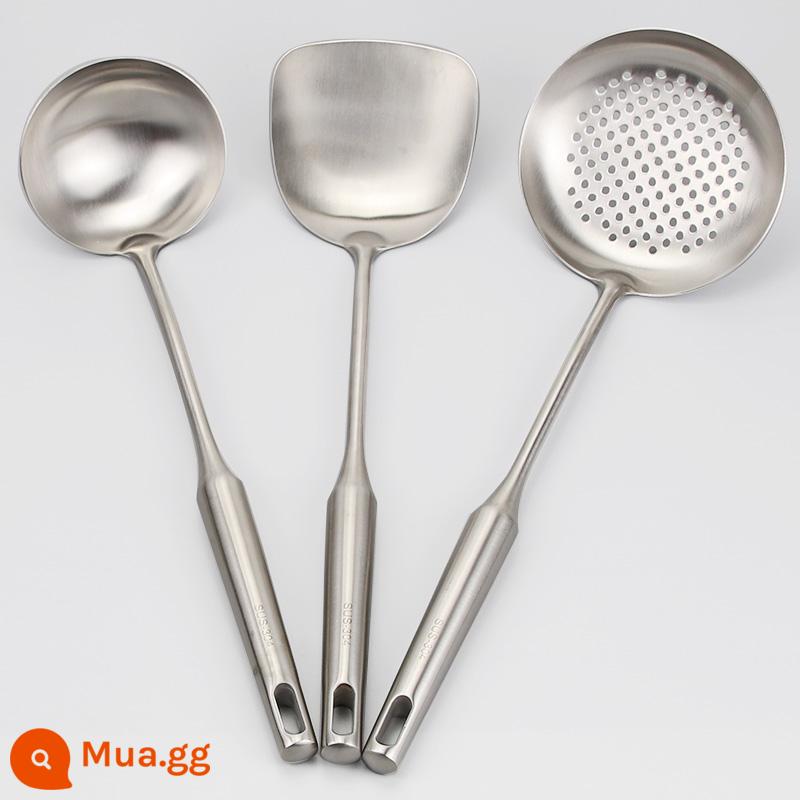 Thìa thìa inox 304 rò rỉ đồ dùng nhà bếp đồ dùng gia đình bộ xẻng nấu ăn trọn bộ đồ dùng nhà bếp - Bộ ba món (thìa súp + thìa + rây)