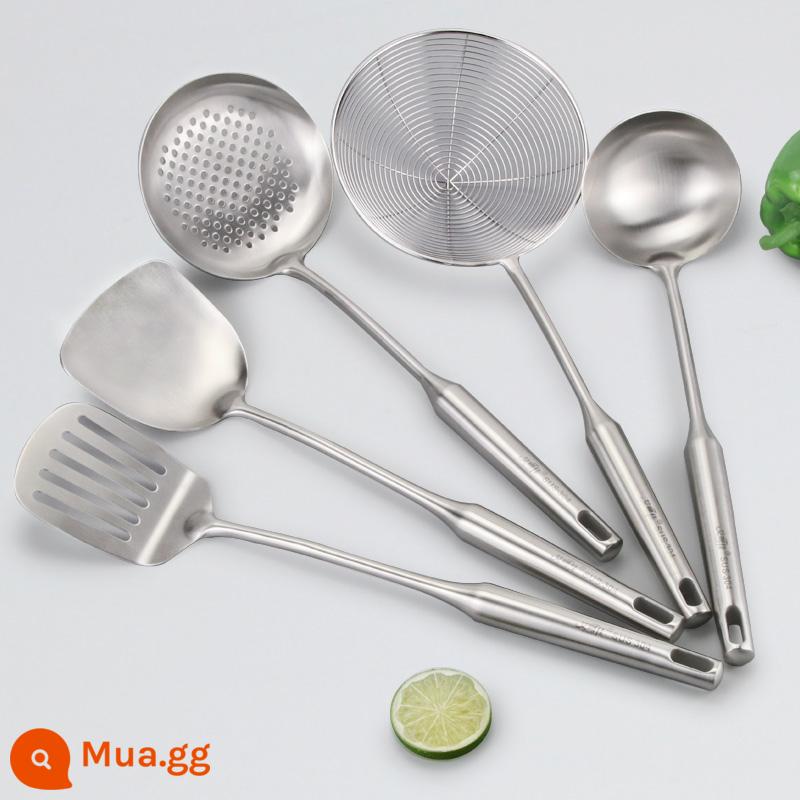 Thìa thìa inox 304 rò rỉ đồ dùng nhà bếp đồ dùng gia đình bộ xẻng nấu ăn trọn bộ đồ dùng nhà bếp - Bộ 5 món (bộ 4 món + rây viền thép 15cm)