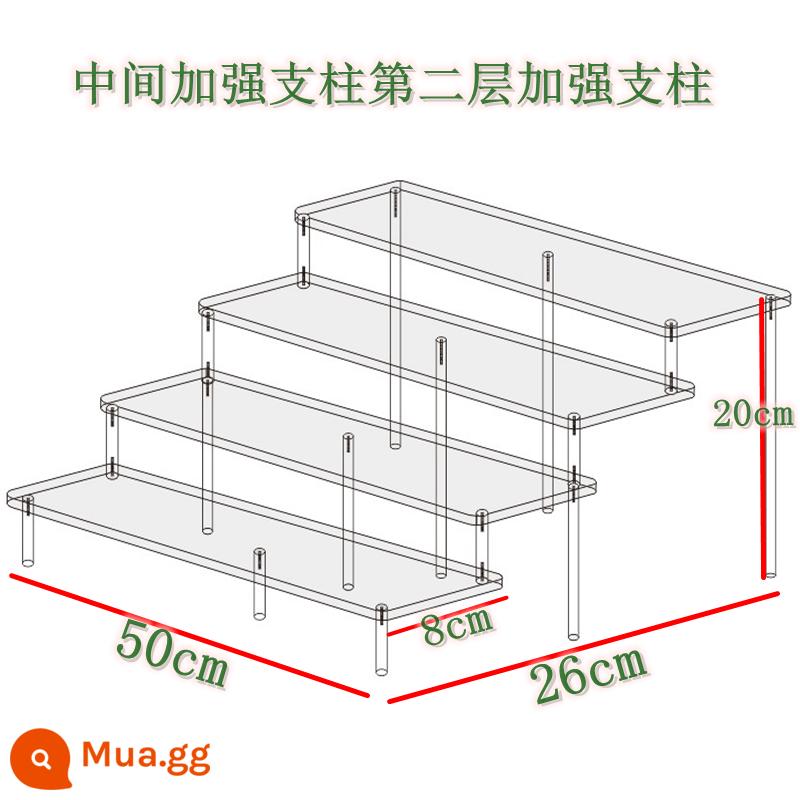 Acrylic Trong Suốt Nhiều Lớp Thang Kệ Mô Hình Anime Mô Hình Xe Ô Tô Mù Hộp Lưu Trữ Nước Hoa Đỡ Tùy Chỉnh - Bốn lớp dài 50cm