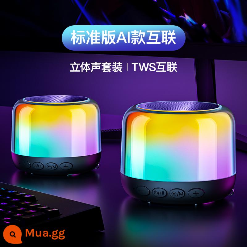 Âm thanh Bluetooth không dây loa nhỏ nhỏ siêu nặng siêu trầm mini di động chất lượng âm thanh cao chuyên dụng cho gia đình ngoài trời - [Phiên bản tiêu chuẩn - Gói phong cách Internet AI] Âm thanh vòm 12D | Trợ lý giọng nói AI | Toàn màn hình đầy màu sắc