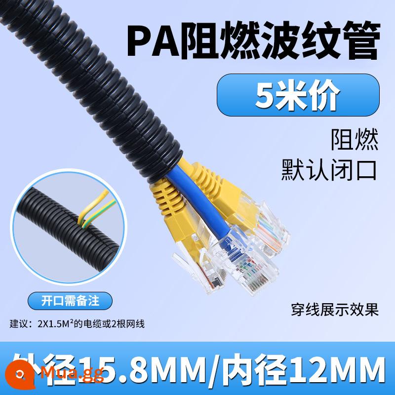 Ống lượn sóng nhựa Ống lượn sóng PE không cháy Ống lượn sóng PP/PA nylon chống cháy Vỏ bọc ống ren Ống ren - PA chống cháy AD15.8 đường kính trong 12 mm/5 mét