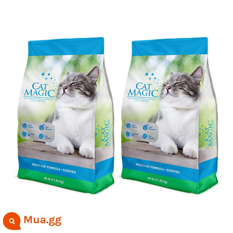 [Tự vận hành] Meow Cleaner Cat Litter Nhập khẩu Cat Litter Khử mùi và kháng khuẩn Cat Litter Low Dust Bentonite Cat Litter 25 lbs*2 - Nhãn xanh—Khử mùi lâu dài—25 lbs*2 (Mùi hoa cúc)